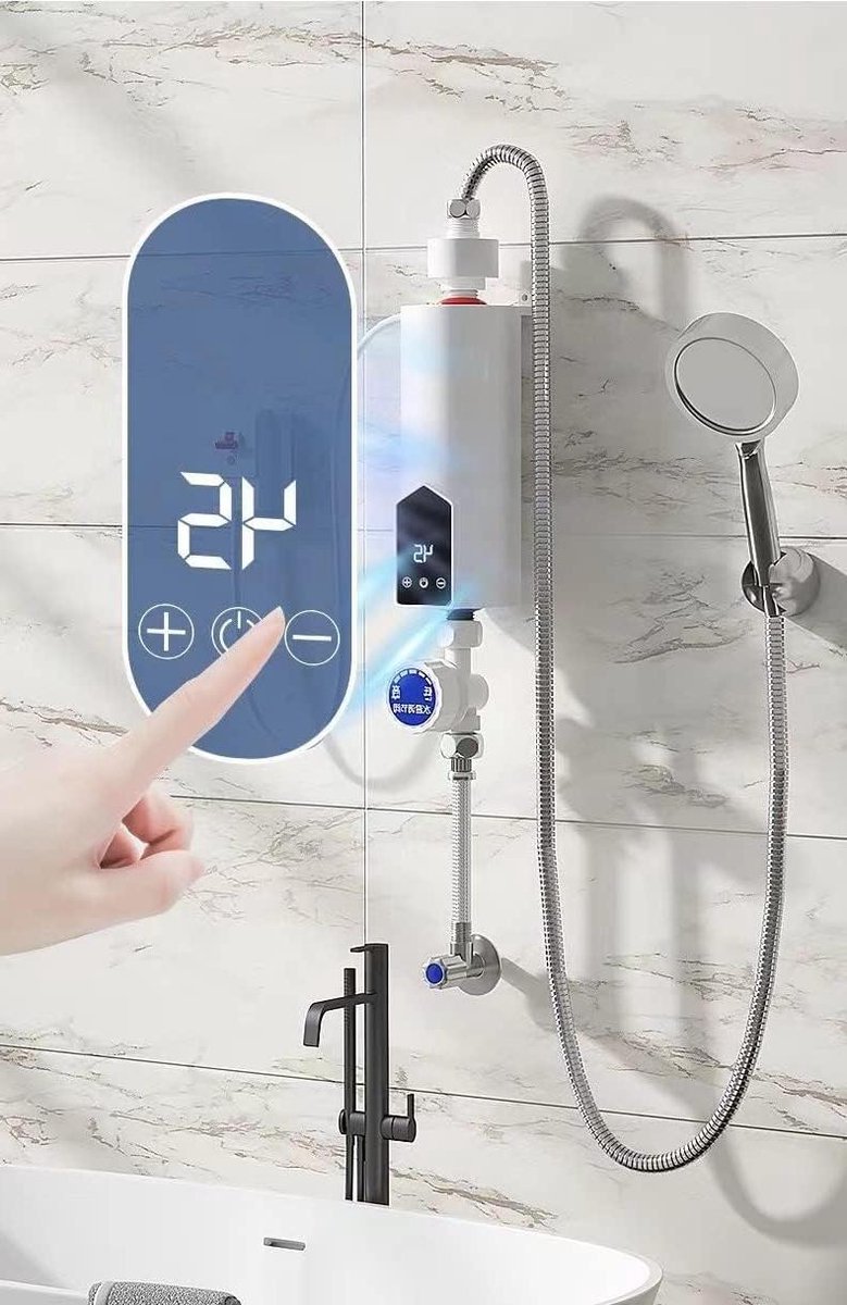 Doorstroom Waterverwarmer - Directe Verwarming - Warm Water Creëren - AI Intelligente Frequentie - 2 Kilowatt - Badkamerset
