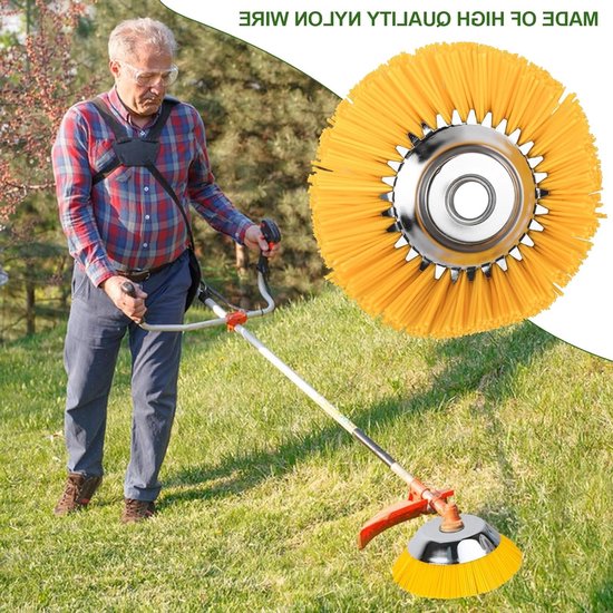 Onkruidborstel Nylon - Borstelkop Grasmaaier - Terras Reinigen - Duurzaam Materiaal - 200mm 25.4mm - Geel van Merkloos	 — afbeelding 3
