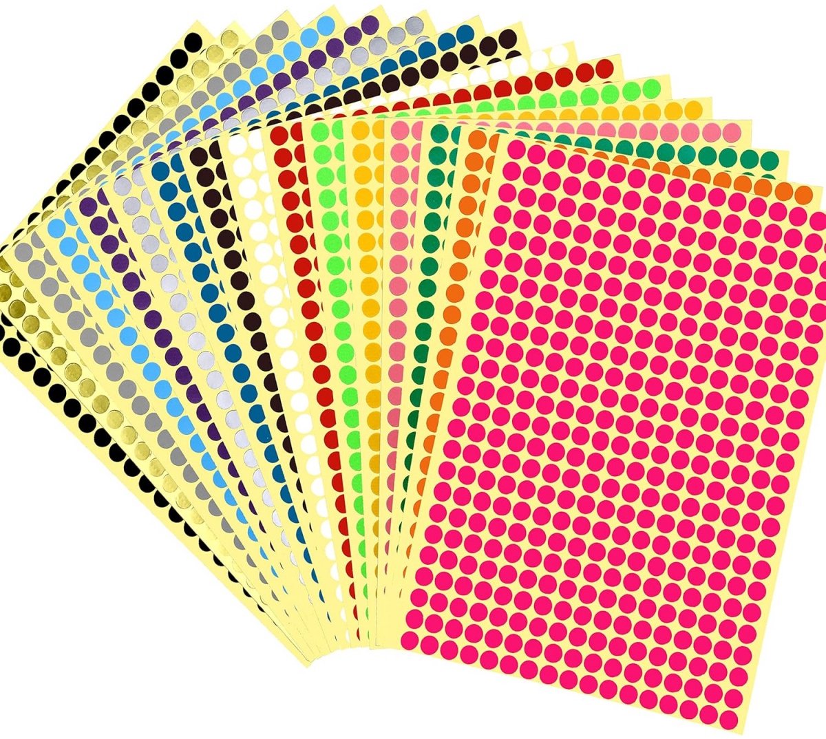 TOVBMUP Gekleurde zelfklevende stippenstickers - 6 mm stippenstickers - Kleine kleurgecodeerde labels - Markeringsstippen voor etikettering - 16 kleuren