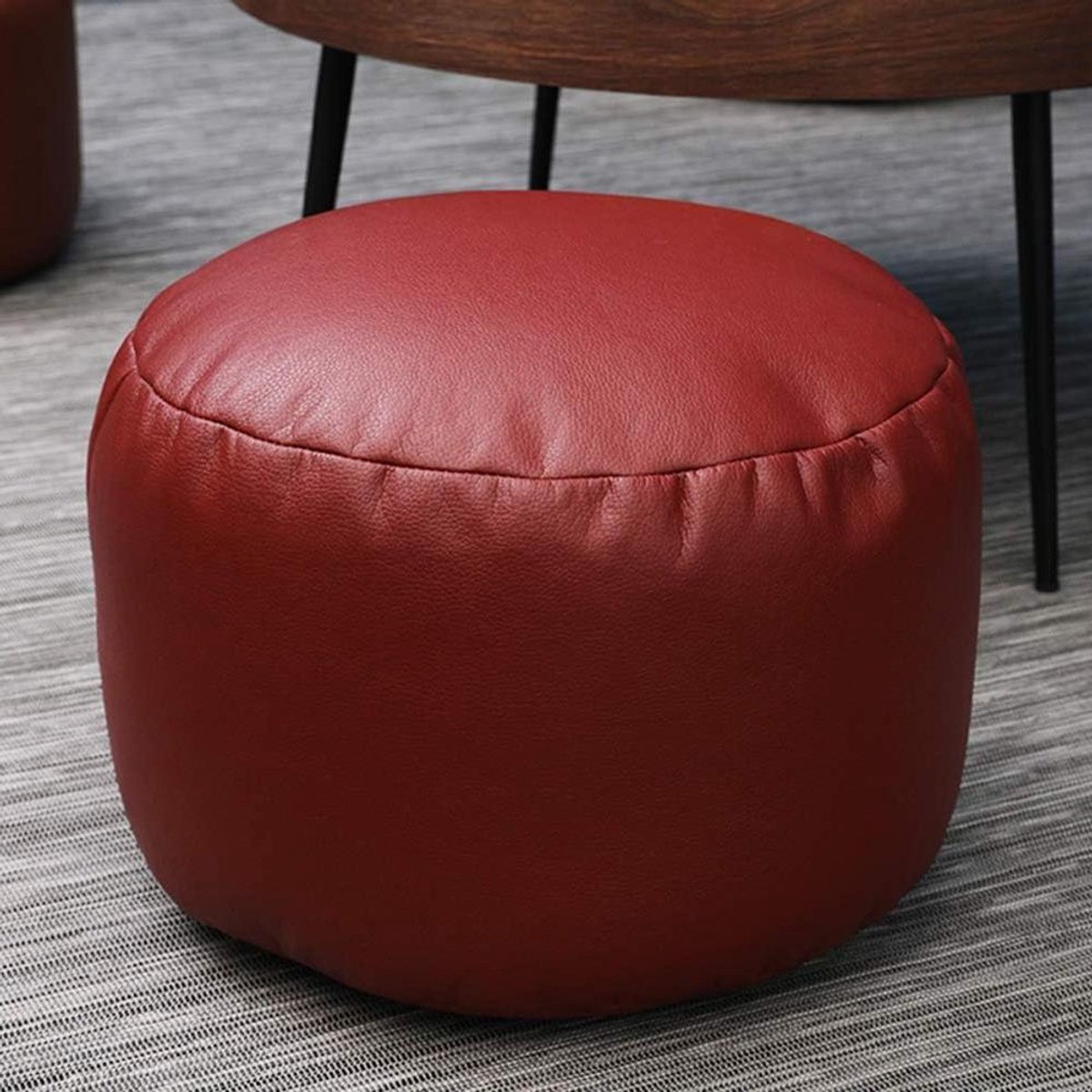 Ottomaanse poef - Voetenbank vloerstoel - Extra zitplaatsen - Waterdicht kunstleer - 45x45x28 cm - Rood