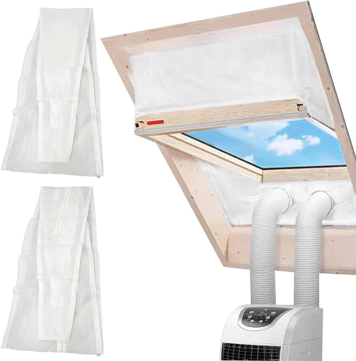 Raamafdichting Airco - Venster Kit Ac - Ruimte Koelen - Ritssluiting Ontwerp - 190 x 40 cm - Wit