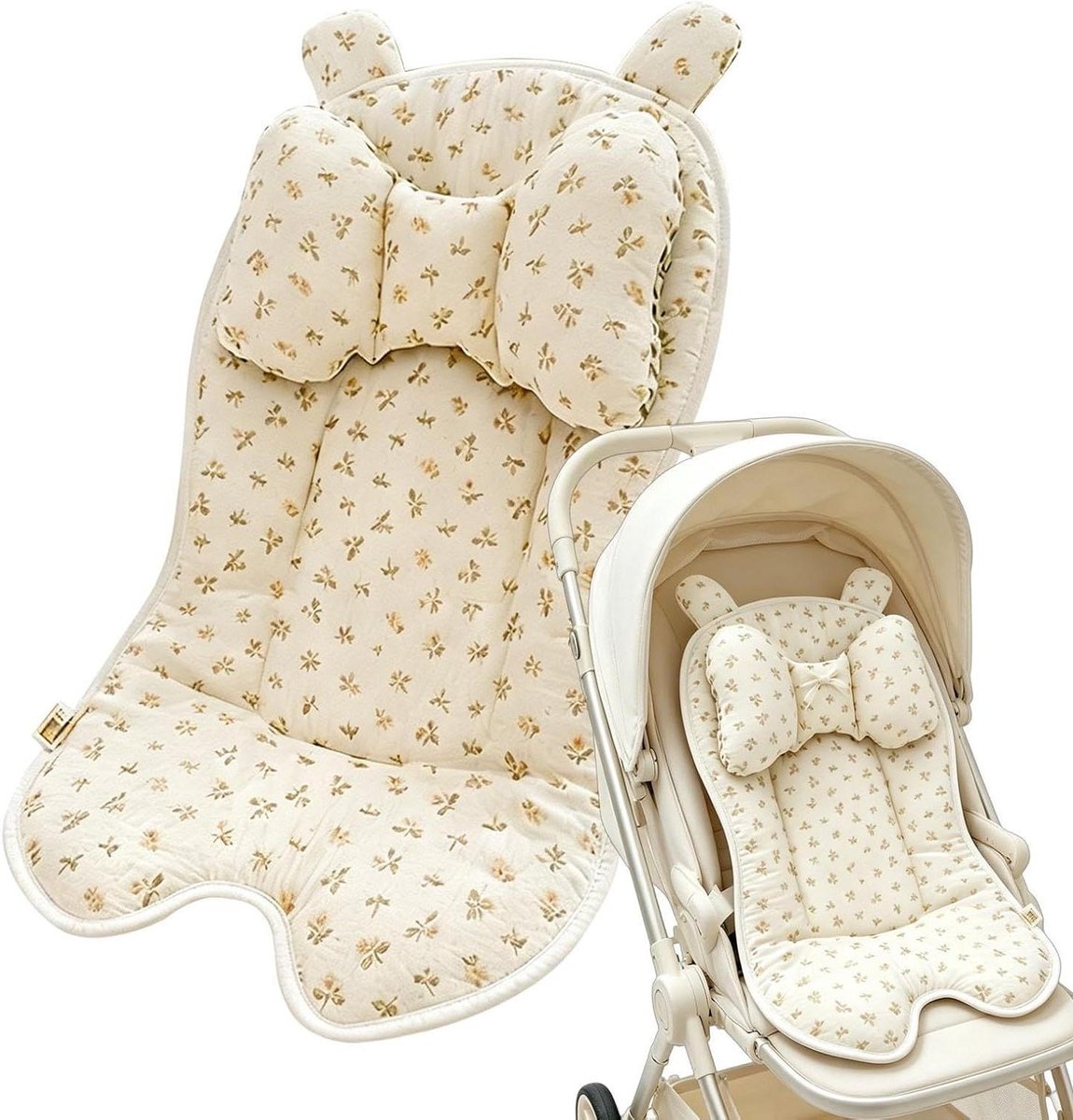 Wandelwagen Zitkussen - Kinderwagen Inzetstuk - Comfortabel Reizen - Ademend en Dubbellaags - 72x37x10cm - Wattenschijfje