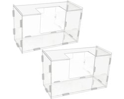 Hooiruif Konijn - Cavia Voerbak - Netjes Voeren - Verstelbare Grootte - 2 Stuks - Transparant