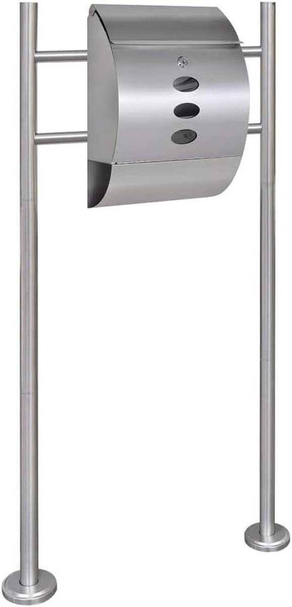 Brievenbus op standaard - Postbus RVS - Post ontvangen - Met krantenhouder - 30 x 12 x 40 cm