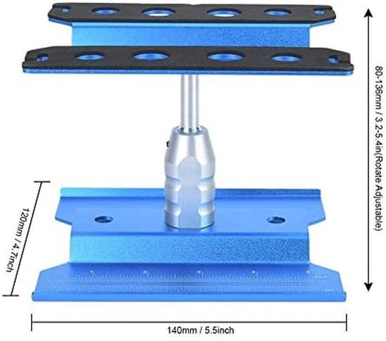 RC Auto Werkstand - Reparatieplatform RC Auto - RC Auto Onderhoud - Draaibare Werkhoogte - 140mm Lengte - Blauw — afbeelding 2