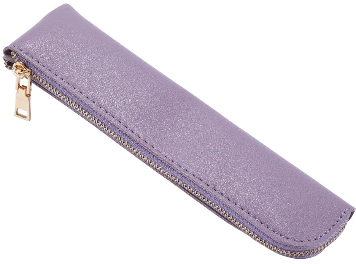 QCActive1k - Dailygoody - PU Lederen Etui - Slank Ontwerp - Draagbare Pennenzak - Paars - Briefpapier Opbergtas - Perfect voor School en Werk