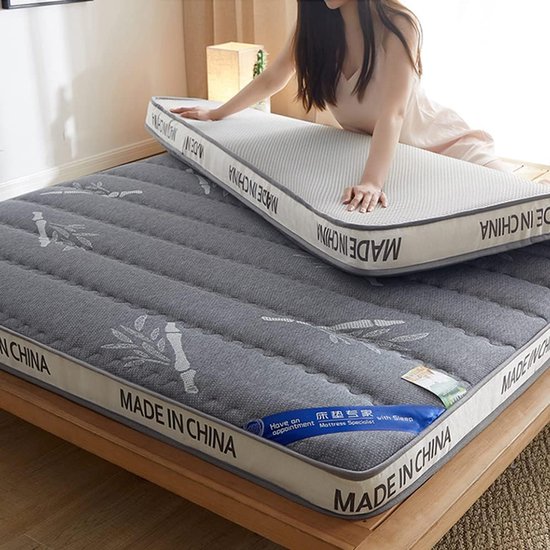 Japanse Futon Matras - Vloermatras Rolbaar Tatami - Comfortabel Slapen - 5 Laags Structuur - 150x190cm - Grijs — afbeelding 4