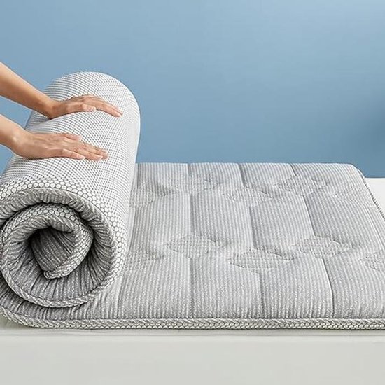 Japanse Futon Matras - Vloerligstoel Slaapkussen - Comfortabel Slapen - Extra Dik Ergonomisch - 90x200cm - Blauw — afbeelding 2