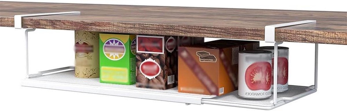 Onder Plank Opslag - Onderkast Organizer - Keuken Ordenen - Verstelbare Lengte - 70.5 cm - Wit