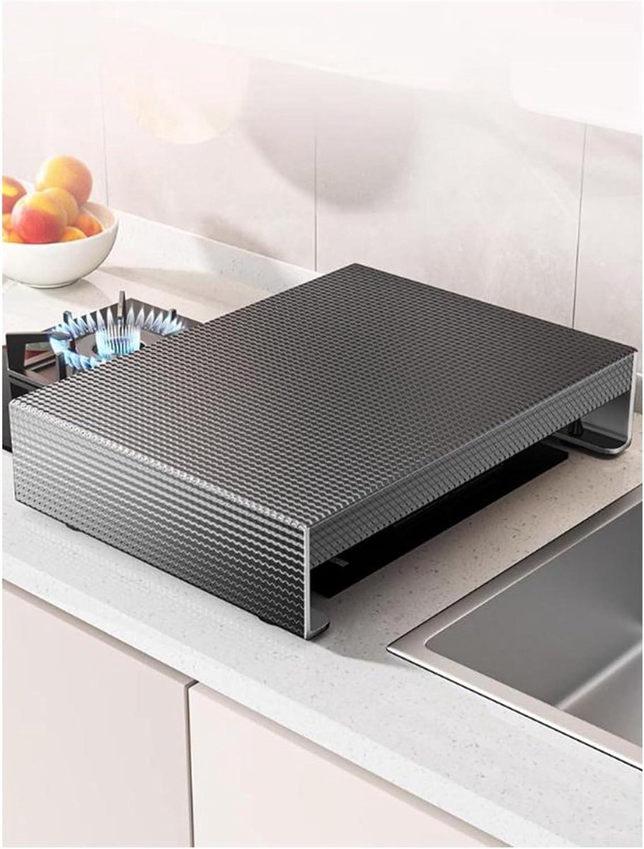 Metalen fornuis afdekplaat - Kookplaat beschermer - Keuken organiseren - Extra aanrechtruimte - 35x45x9 cm - Zwart