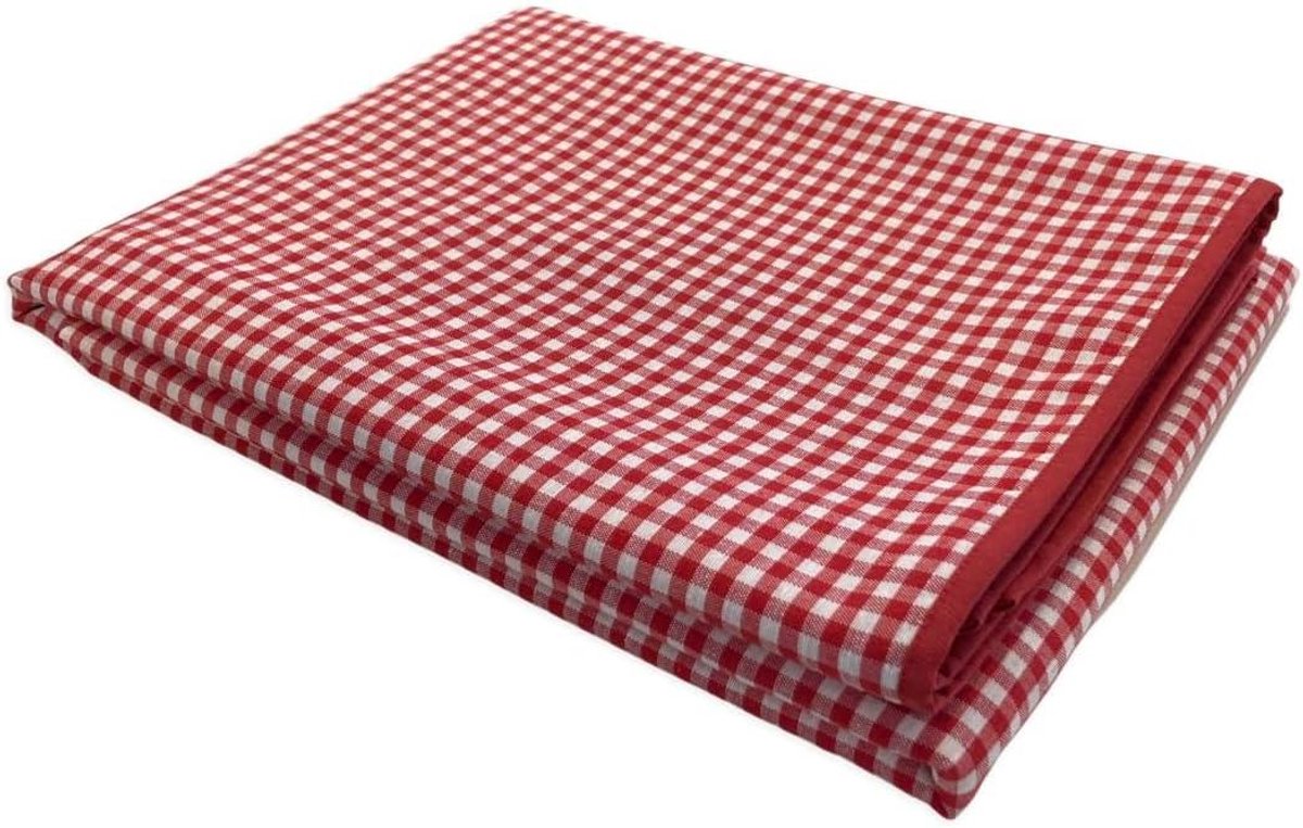 Geruit Tafelkleed - Rood Tafelkleed - Gezellig Tafelen - Strijkvrij - 140 x 280 cm - Rood