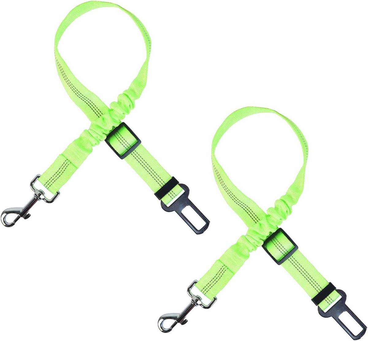 Honden Autogordel Set - Veiligheidsgordel Hond - Veilig Reizen - Elastische Buffer - Verstelbaar - Groen