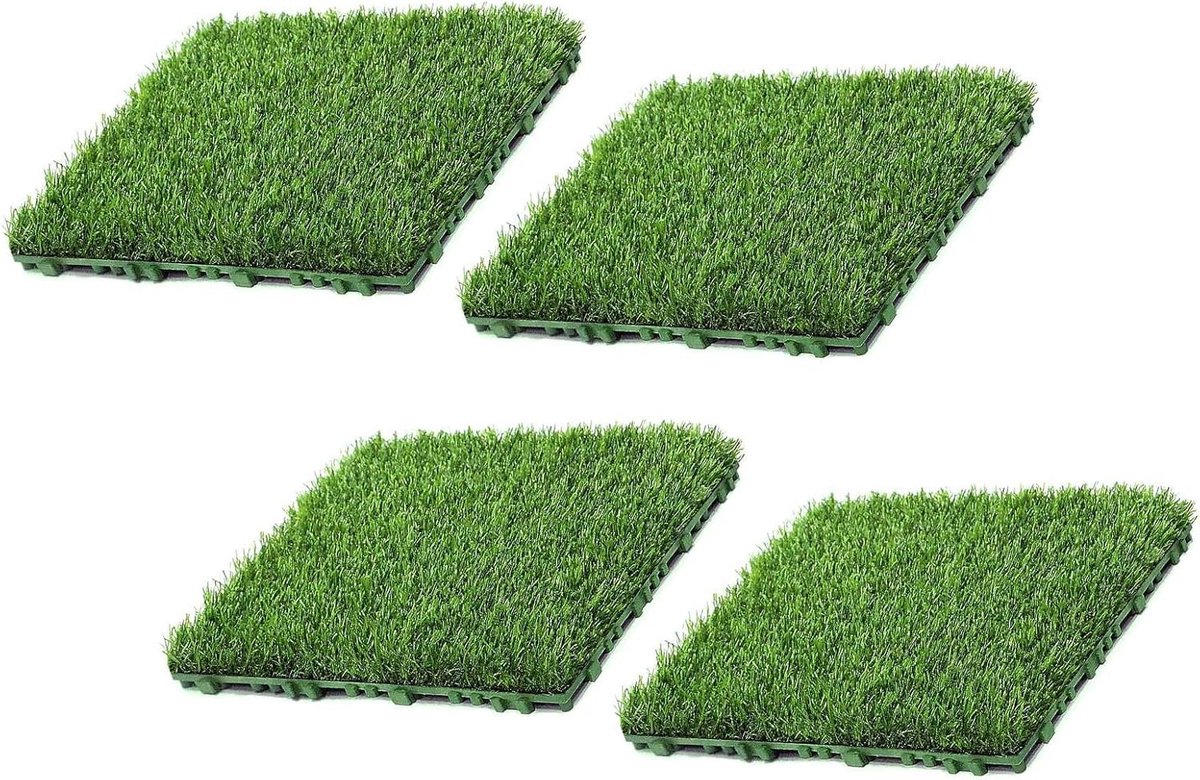 Kunstgras Tegels - Nep Gras Mat - Balkon Decoratie - Onderhoudsarme Oplossing - 30x30 cm - Groen
