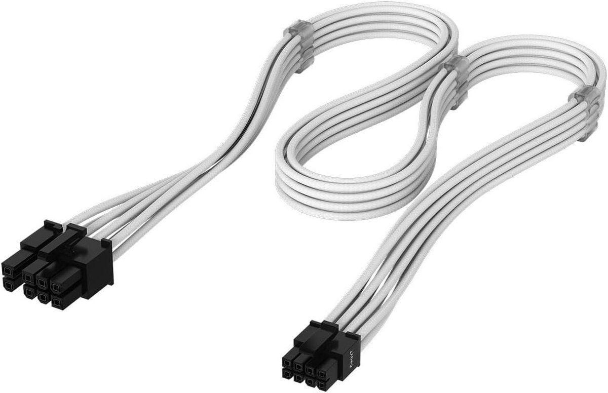 PSU Kabel - Voedingskabel PC - PC Bouwen - Drievoudige Paracord Omhulling - Type 5 - Wit