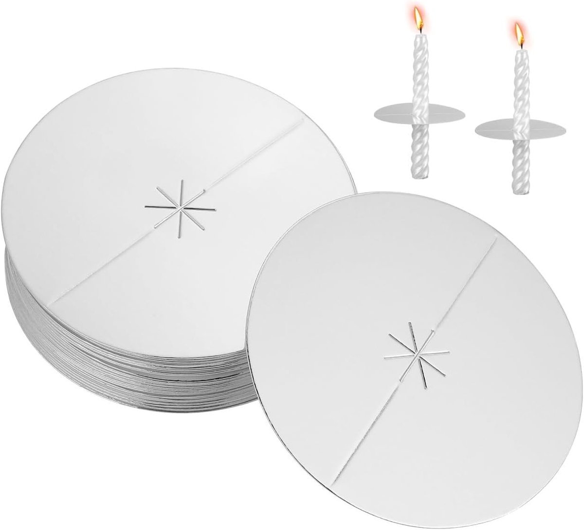 100 Stuks Druppelvangers voor Kaarsen - Papieren Bescherming tegen Kaarsdruppels, Ideaal voor Thuis en Altaar, 8 cm Diameter