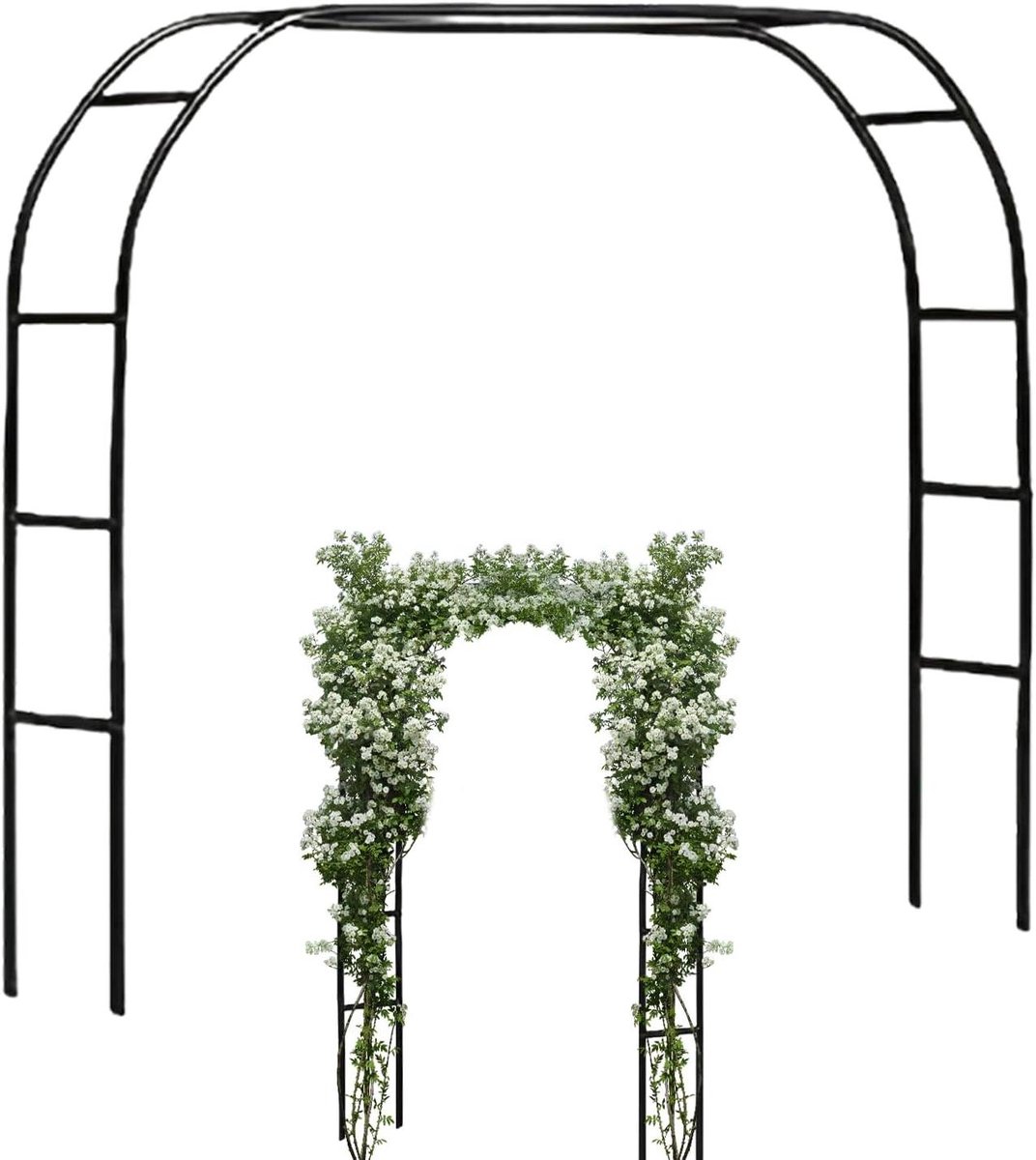 Rozenboog Metaal - Tuinboog Plantensteun - Planten Ondersteunen - Robuuste Constructie - ca. 240 x 140 x 38 cm - Zwart