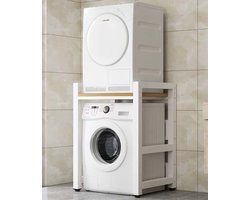 Wasmachine Kast - Opbergunit Plank - Ruimte Besparen - Sterk Draagvermogen - 75 x 65 x 105 cm - Wit