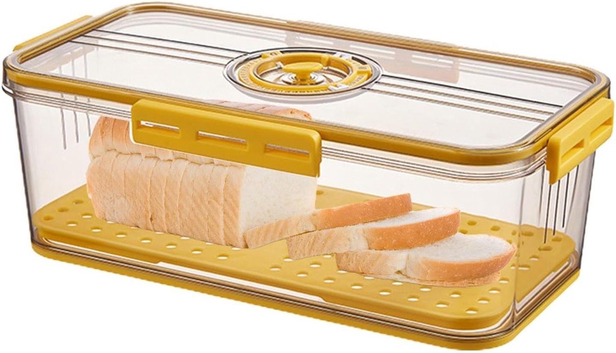 Broodtrommel met Tijdregistratie - Broodcontainer Vershouder - Brood Vers Houden - Instelbaar Luchtventiel - 32.5 x 17.5 x 15.5 cm