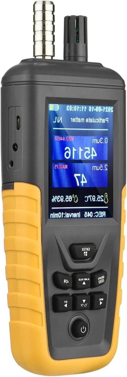 Stofdeeltjesteller - Luchtkwaliteitsmeter PM2.5 - Luchtkwaliteit Meten - LCD Scherm Temperatuur Vochtigheid - 0.3-10 µm - One Color