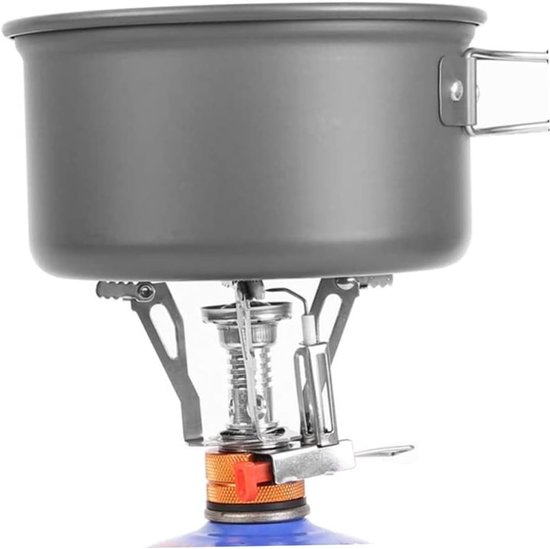 Camping Gasbrander - Mini fornuis - Buiten koken - Ingebouwde piëzo ontsteker - 9.5 x 7.5 cm - Zilver van Camping — afbeelding 2