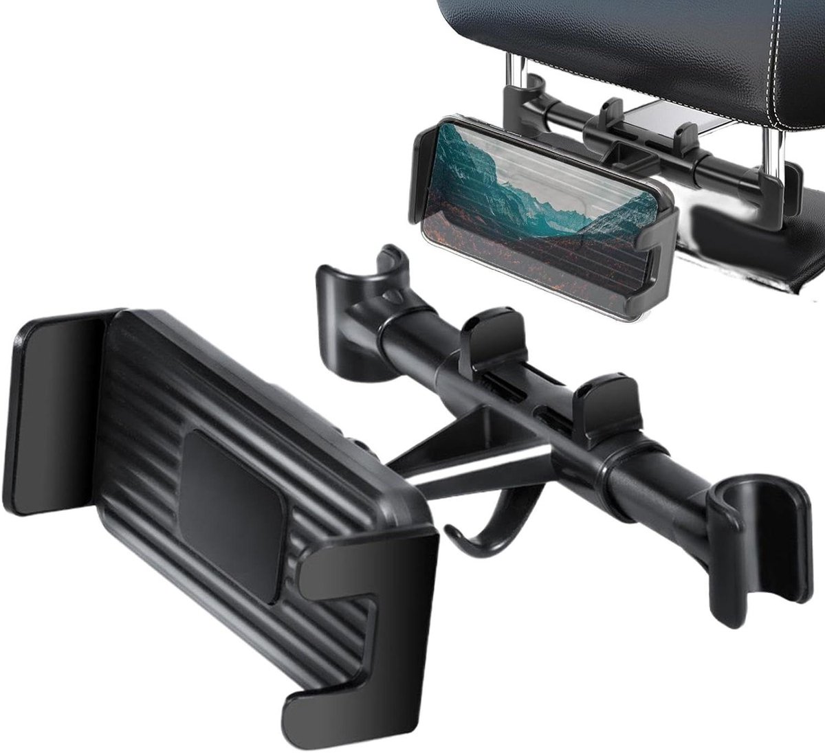 Auto Tablet Houder - Hoofdsteun Mount - Veilig Reizen - Verstelbare Hoek - Universeel - Zwart