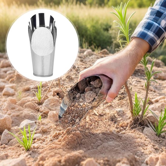 Tuinschep Emmer - Bloemschep Verplant schep - Planten Verpotten - Roestvrijstalen Emmer Vorm - 18 x 8 x 8 cm van Merkloos	 — afbeelding 4