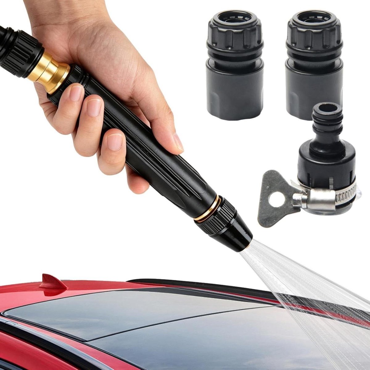 Hogedruk Tuinslang Sproeikop - Verstelbare Spuitmond - Auto Wassen Tuinieren - Verbeterde Druktechnologie - 23 x 12 x 3 cm