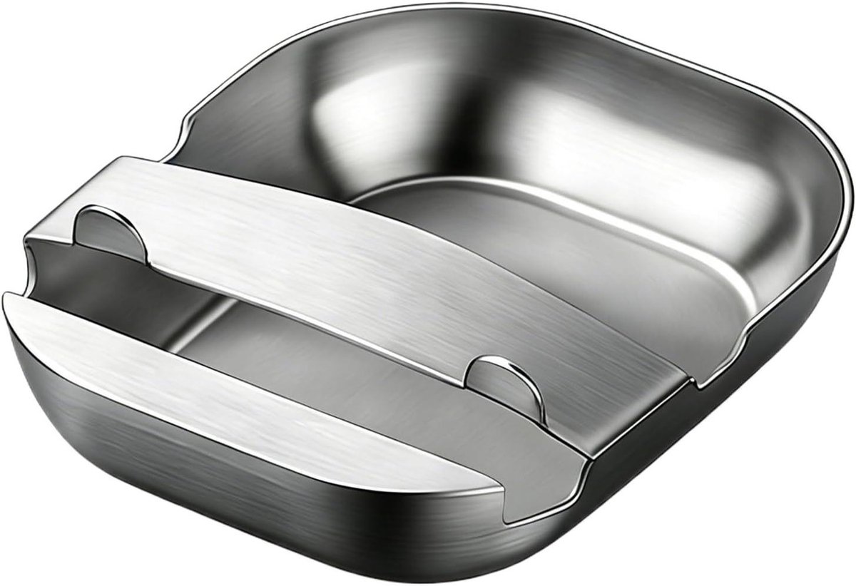 Lepelhouder - Spatelhouder Lepelrek - Schoon Koken - Met Druipbakje - 11.5x14.5 cm - Zilver