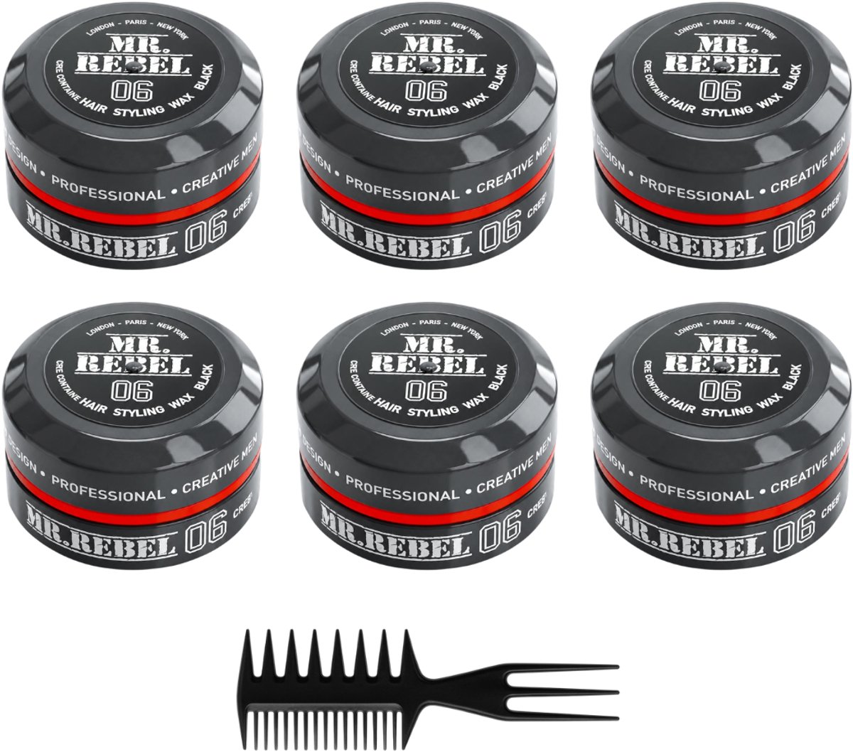 MR REBEL 06 HAIR STYLING WAX BLACK 6 STUKS