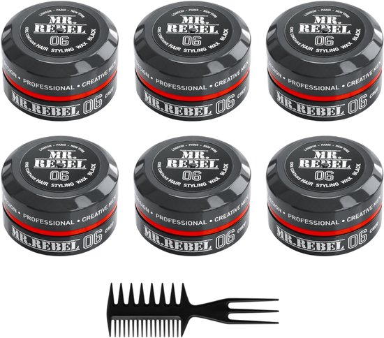 MR REBEL 06 HAIR STYLING WAX BLACK 6 STUKS