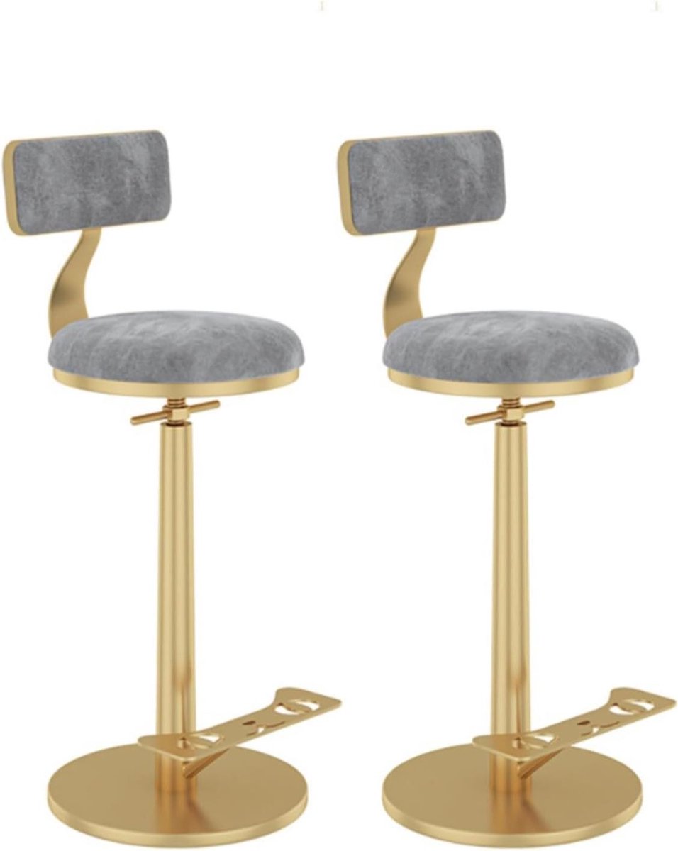 Barkrukken Set - Draaibare Stoelen - Koken en Borrelen - Verstelbare Hoogte - 65-80cm - Grijs