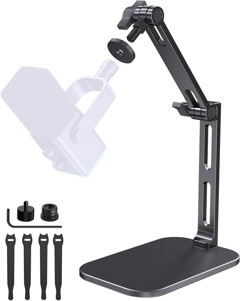 Desktop Studio Arm - Microfoon Arm - Opnemen Podcast - Zware Sokkel - 1.6 kg - Zwart