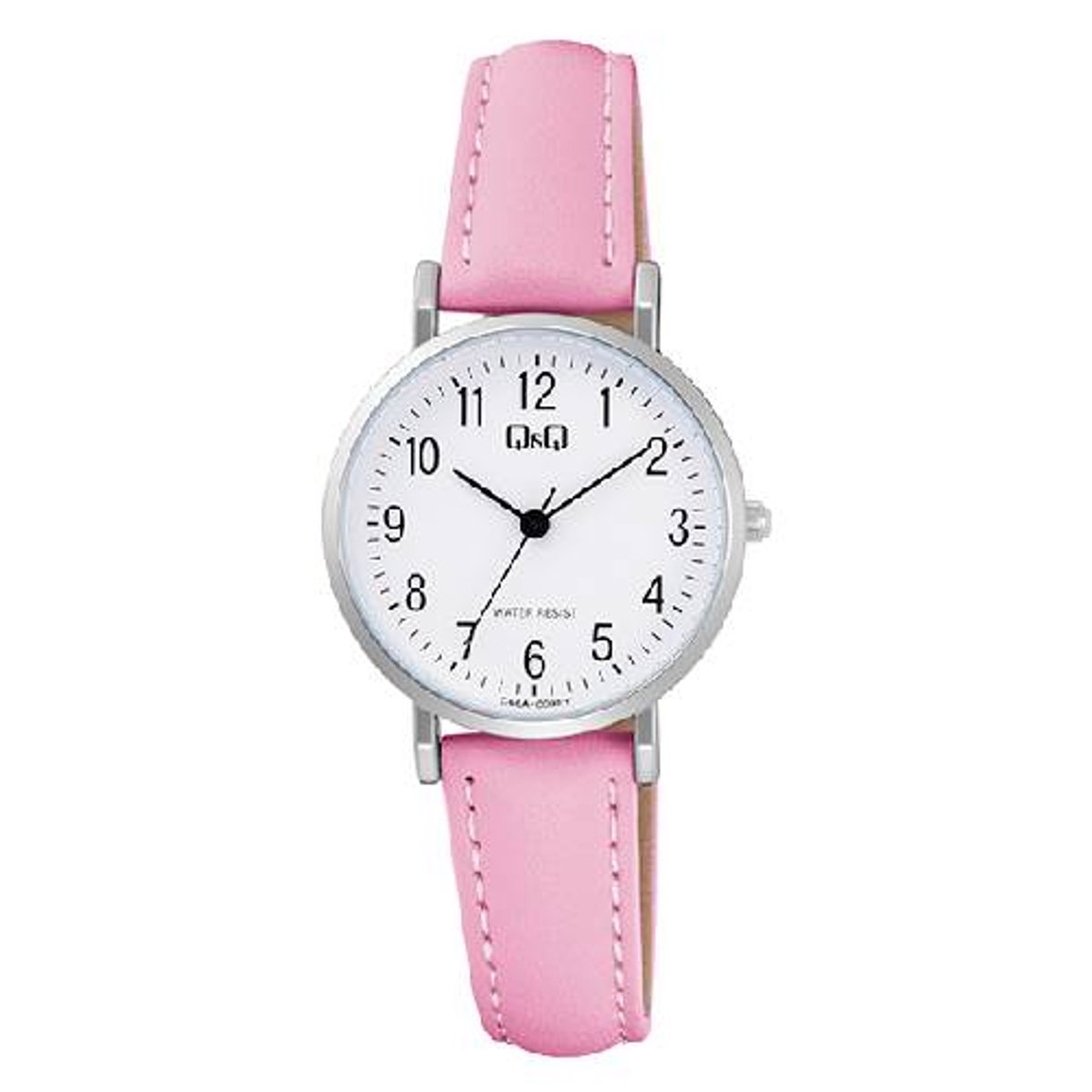 QQ-dameshorloge-roze-model c66a-009-zilverkleurig-3 atm waterdicht-duidelijke wijzerplaat-diameter 28 mm