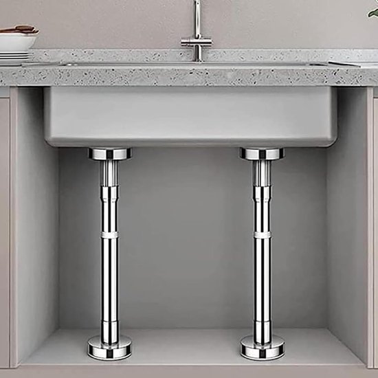 Gordijnstangen zonder boren - Kaststang anti-val - Stabiliseren meubels - Telescopische vering - 46 x 8 cm - Zilver — afbeelding 2