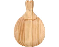Houten Konijn Serveerbord - Snack Schaal Dienblad - Hapjes Serveren - Konijn Vorm - 28 x 18.5 cm - Beige