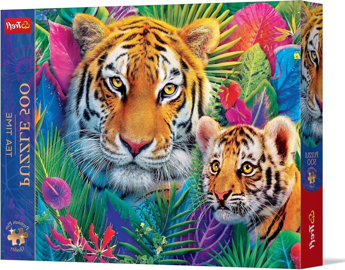 Legpuzzel Tijgers Jungle - Puzzel Dieren - Ontspanning Thuis - Perfect Passende Stukjes - 480 x 340 mm - Multicolor