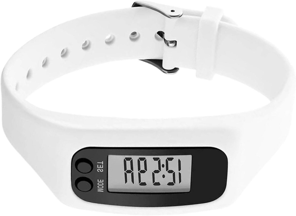 Pedometer Horloge - Stappenteller Horloge - Dagelijkse Beweging - Geen App Nodig - Large Screen - Wit