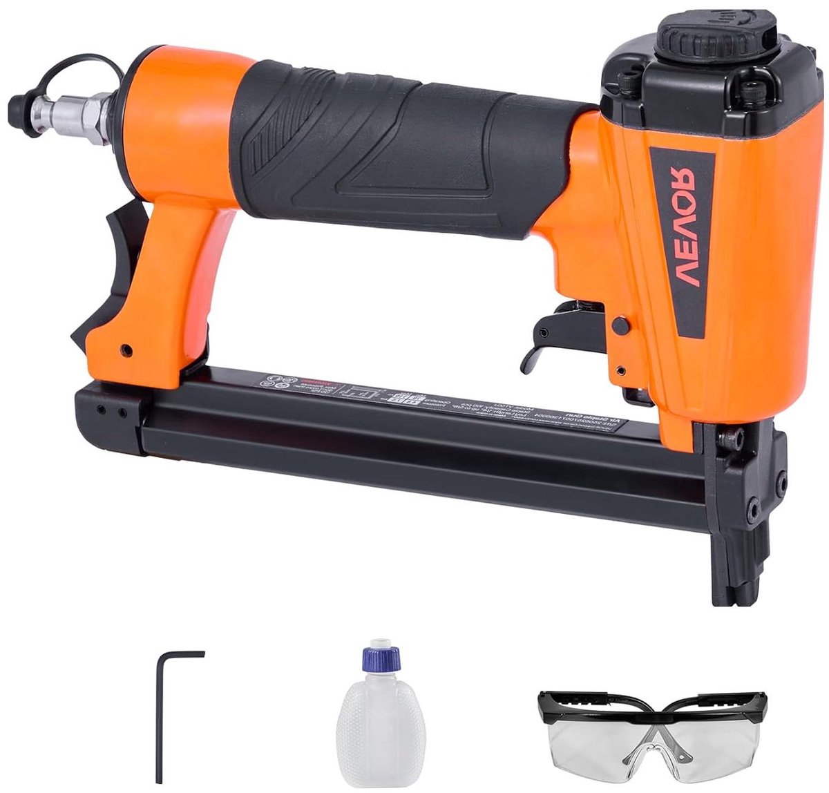 Pneumatische Nietmachine - Tacker Hout - Meubels Bekleden - Grote Magazijncapaciteit - 250x52x175mm - Oranje