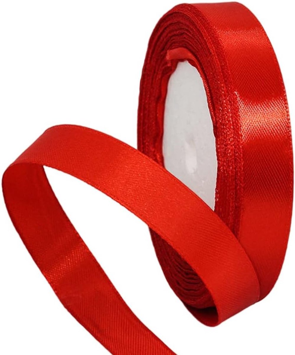 15mm Dubbelzijdig Satijnlint in Rood voor Cadeauverpakking - 22M Dikke Polyester Lint voor Knutselen, Bruiloft, Kerst en Valentijnsdag Decoratie