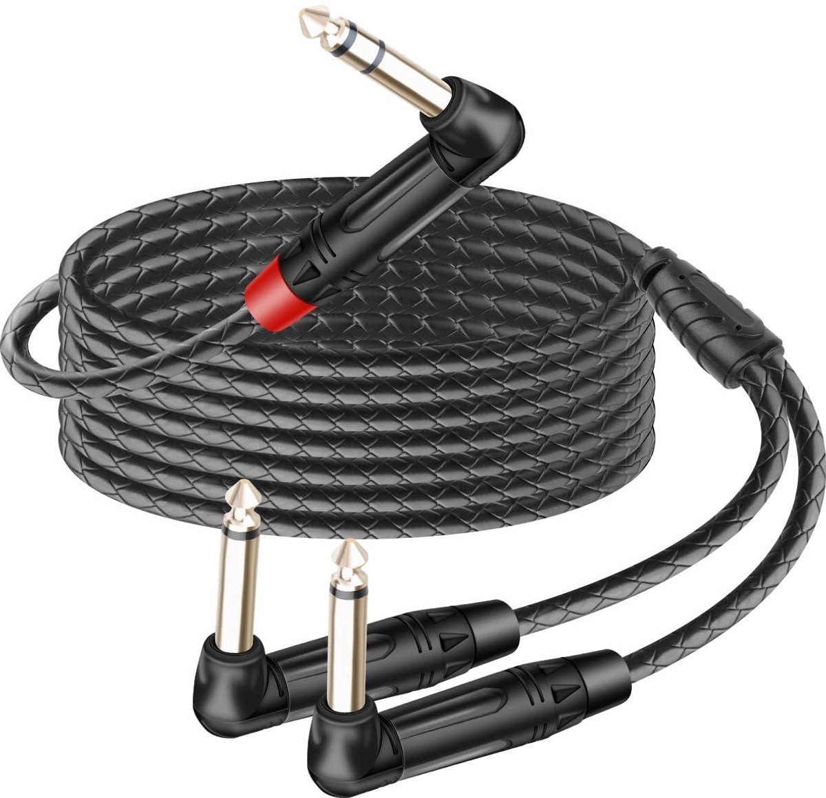 Hoekkabel Audiokabel - TRS TS - Muziek Aansluiten - Volledige Afscherming - 18 m - Zwart