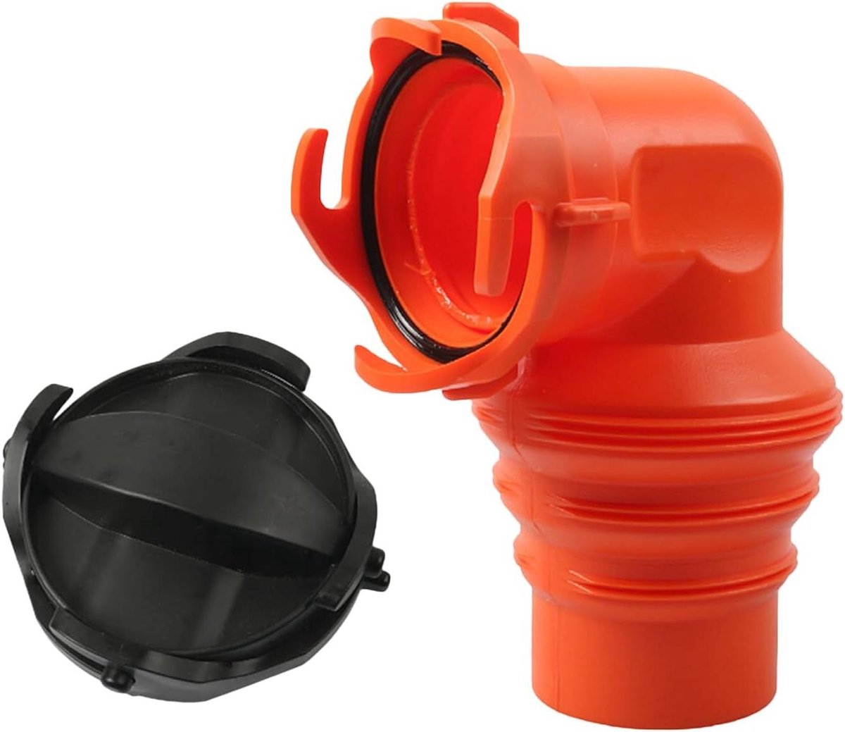 Afvoerslangadapter - 90 graden connector - Afvalwater afvoeren - Geurdichte verbinding - 30 x 20 x 14 cm - Oranje