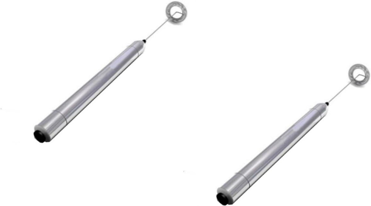 Melkopschuimer Set - Koffie Mixer - Dranken Bereiden - Krachtige Motor - 2 Stuks - Zilver
