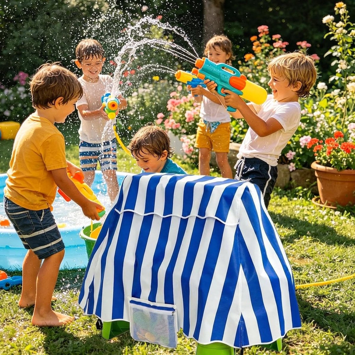 Water Tafelhoes - Beschermhoes Tafel - Speelgoed Beschermen - Waterdicht Stofvrij - 94x56x65 cm - Donkerblauw