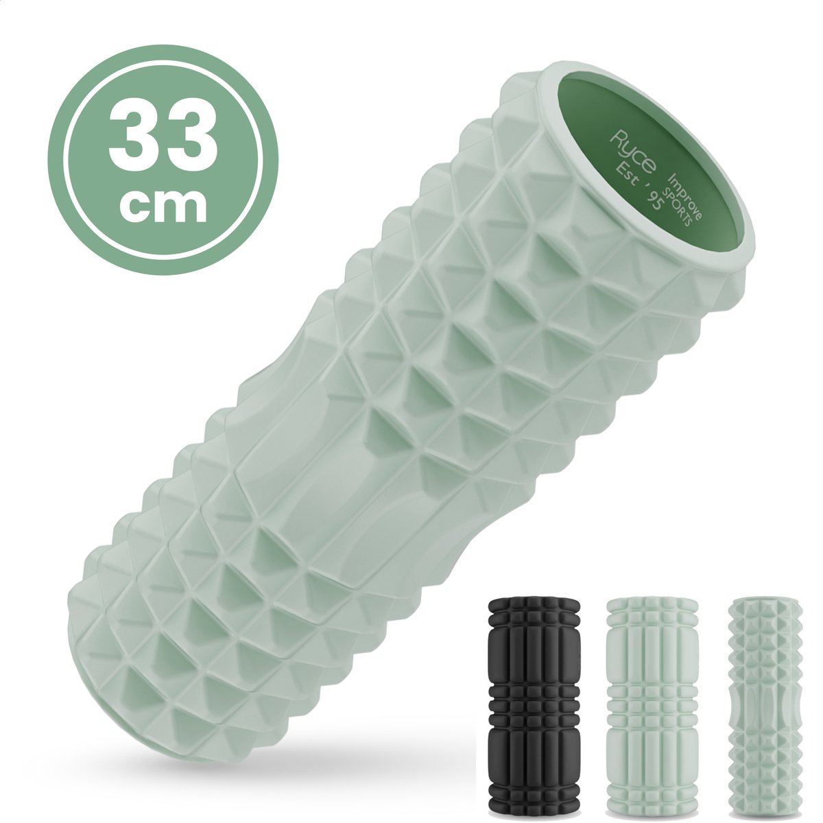 Ryce® Foam Roller - Massage - Triggerpoint - 33cm - Medium - Mintgroen