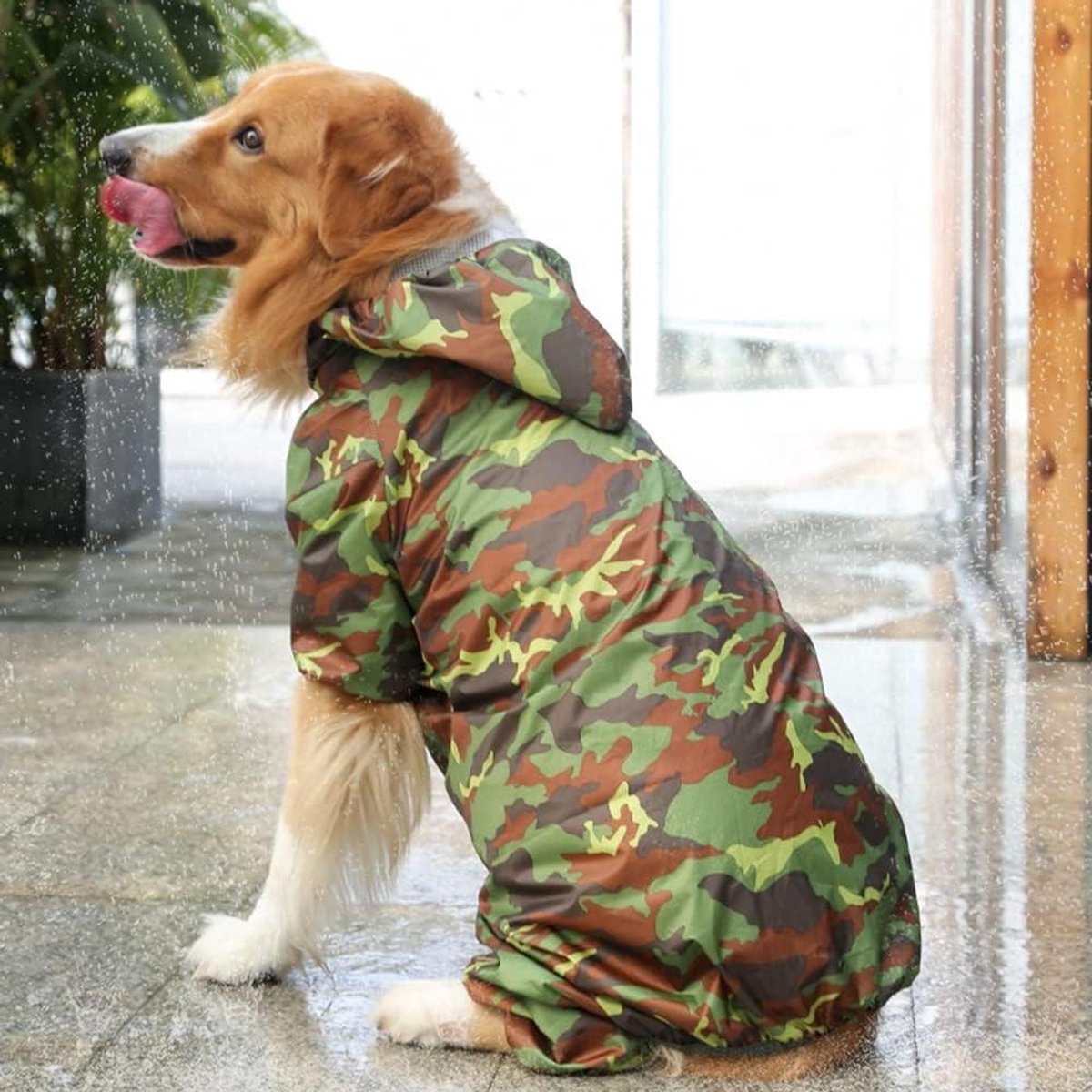 Honden Regenjas - Waterdichte Kleding - Bescherming Buiten - Lichtgewicht Comfort - 4XL - Camo