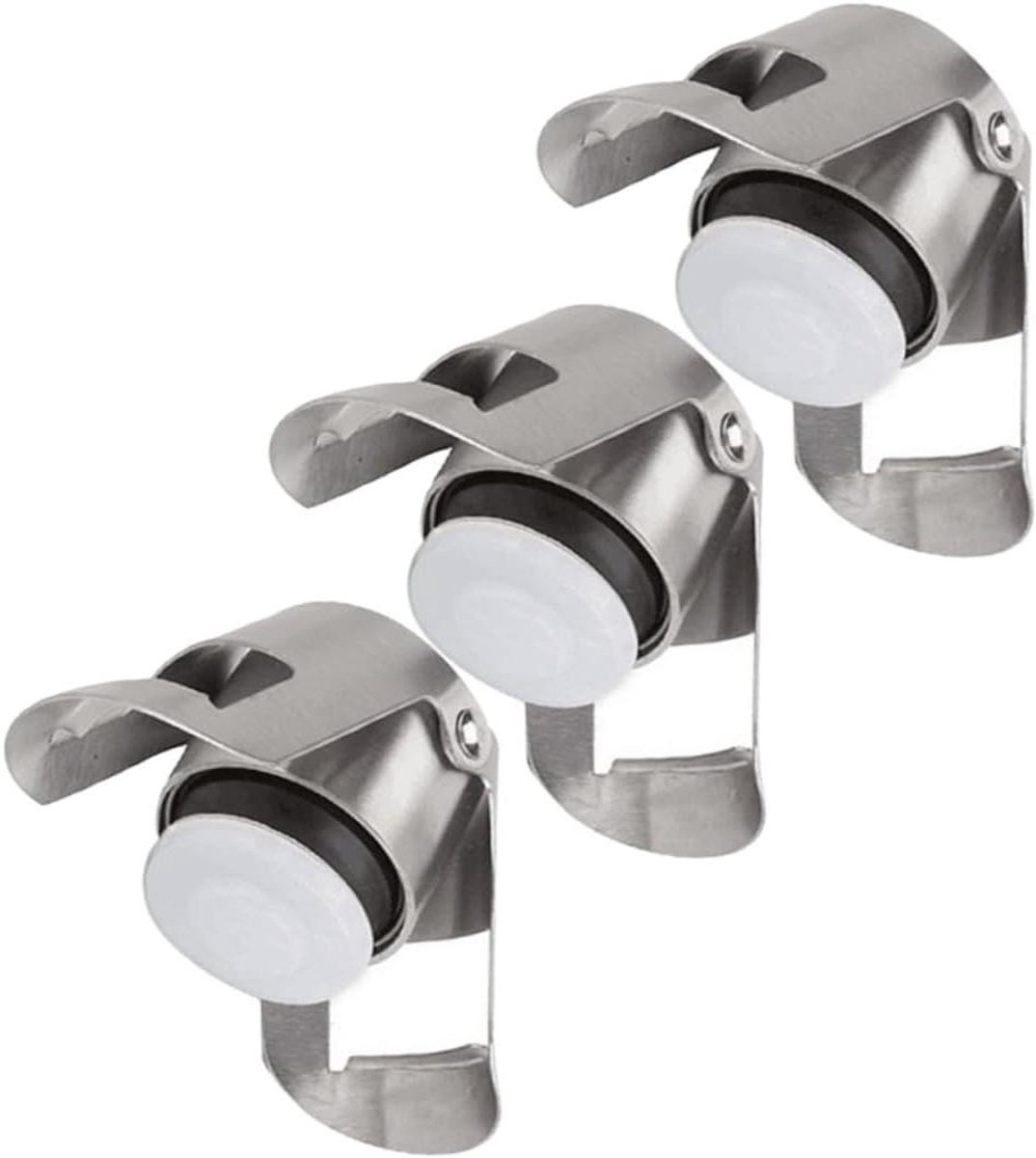 Wijnstoppers Set - Flesafsluiters - Drank Vers Houden - Creatief Vormontwerp - 3 Stuks - Zilver