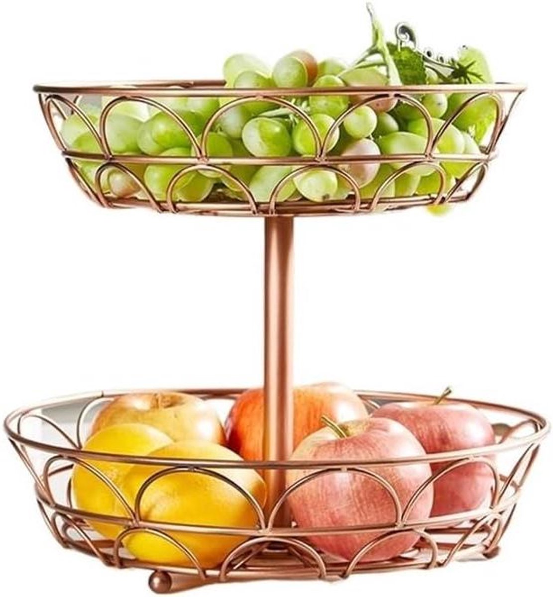 Metalen Fruitmand - Draadmand Tafel - Keuken Opbergen - Dubbellaags Ontwerp - One Size - Brons