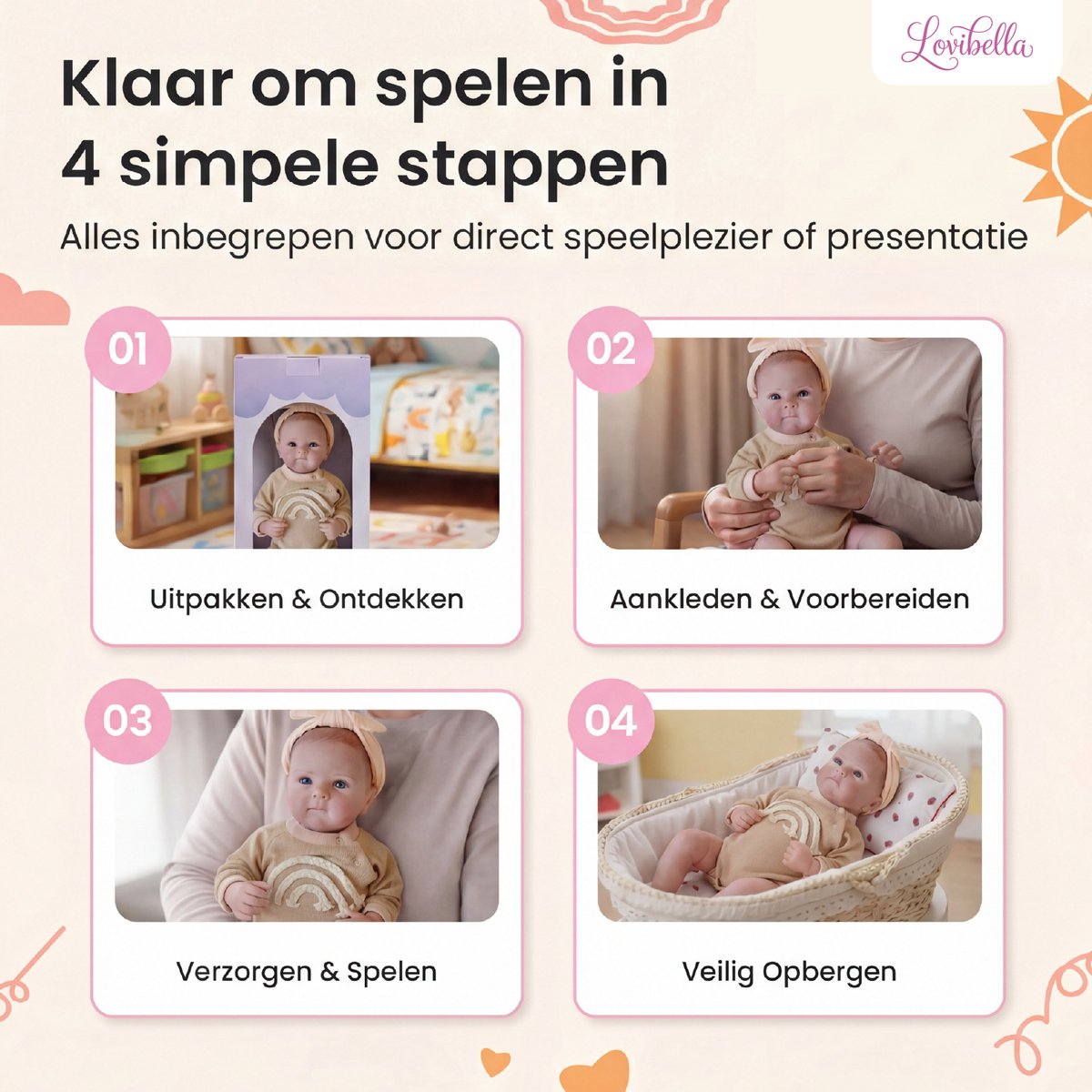 Lovibella® Elara Levensechte Babypoppen - 1,1 Kilo - 45 CM - Reborn Baby Pop - Met Accessoires - Reborn Baby - Reborn Baby Doll - Dementie Pop - Reborn Poppen Meisje - — afbeelding 6