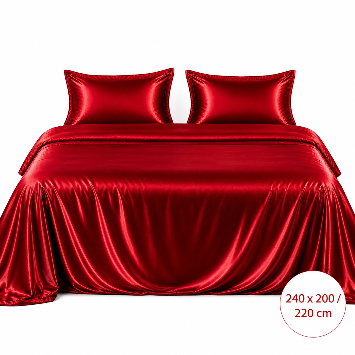 Satijnen Dekbedovertrek - Rood - 240x200/220 - Luxe & Koel - Zacht & Ademend - Incl. Kussenslopen