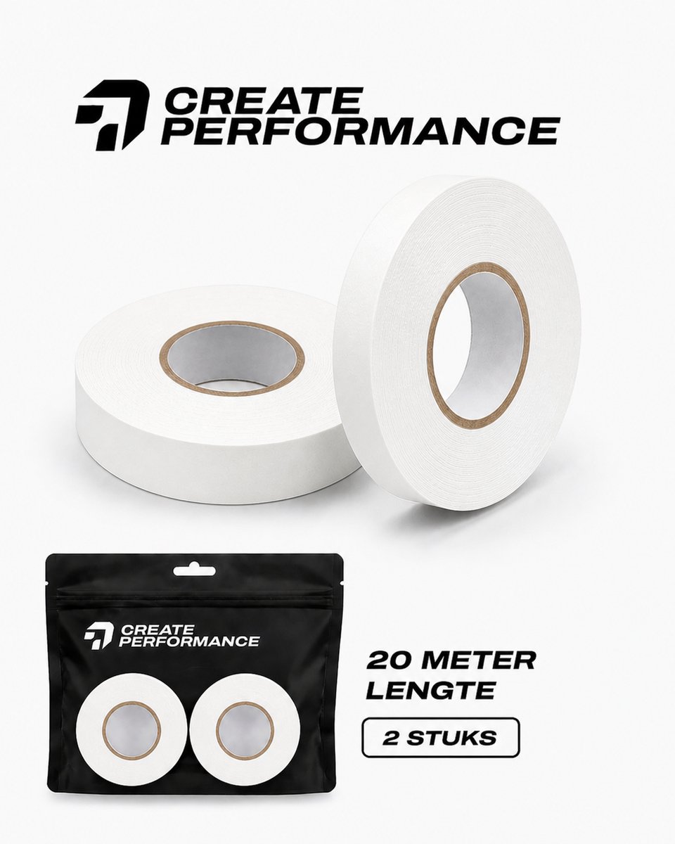 CREATE PERFORMANCE Voetbal Sokkentape - Sporttape - Wit - 2 Stuks - Inclusief Tape Tasje